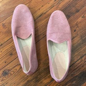 JCrew pink linen slippers, only worn a few times!